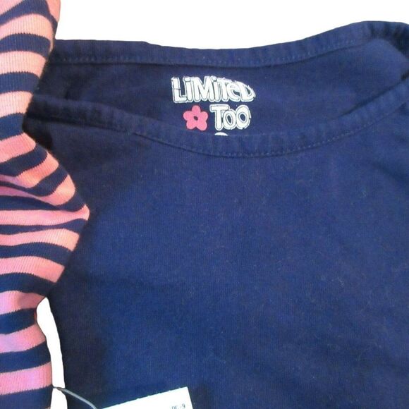 Limited Too Girls Sz 4 Set of three Long Sleeve Tees Stripe Solid Navy Pink - Picture 3 of 5